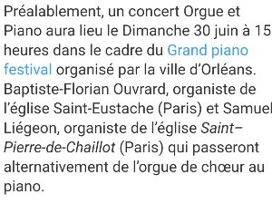 Concert orgue et piano cathdrale Orlans 