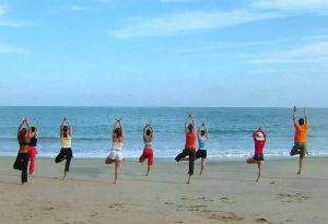 Hatha-yoga on the beach